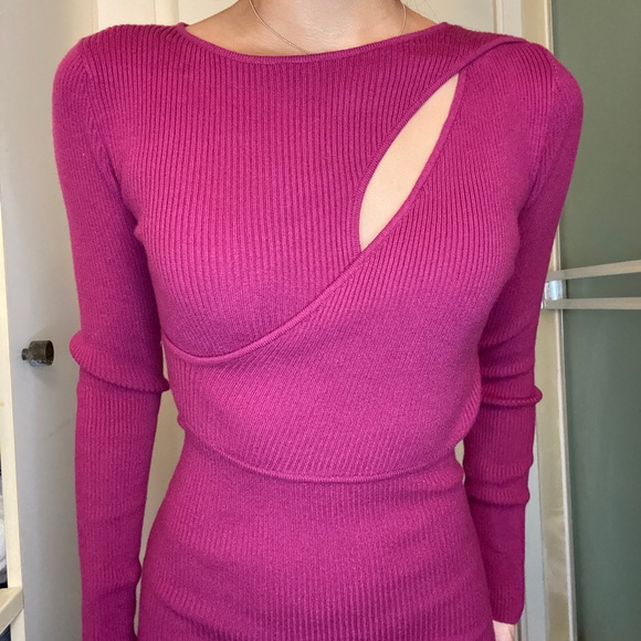 Ribbed Bodycon Midi Dress Pink - Picture 2 of 7